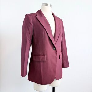 Banana Republic Burgundy Blazer Jacket 6 Small Fitted Single Button
